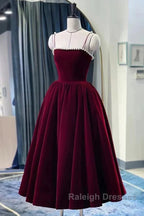 Tea Length Velvet Prom Dress Velvet Tea Length Prom Homecoming Dress