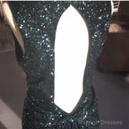 Teal Green Sequins V Neck Bridesmaid Dresses Mermaid