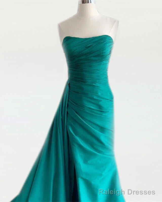 Teal Green Strapless Prom Dress