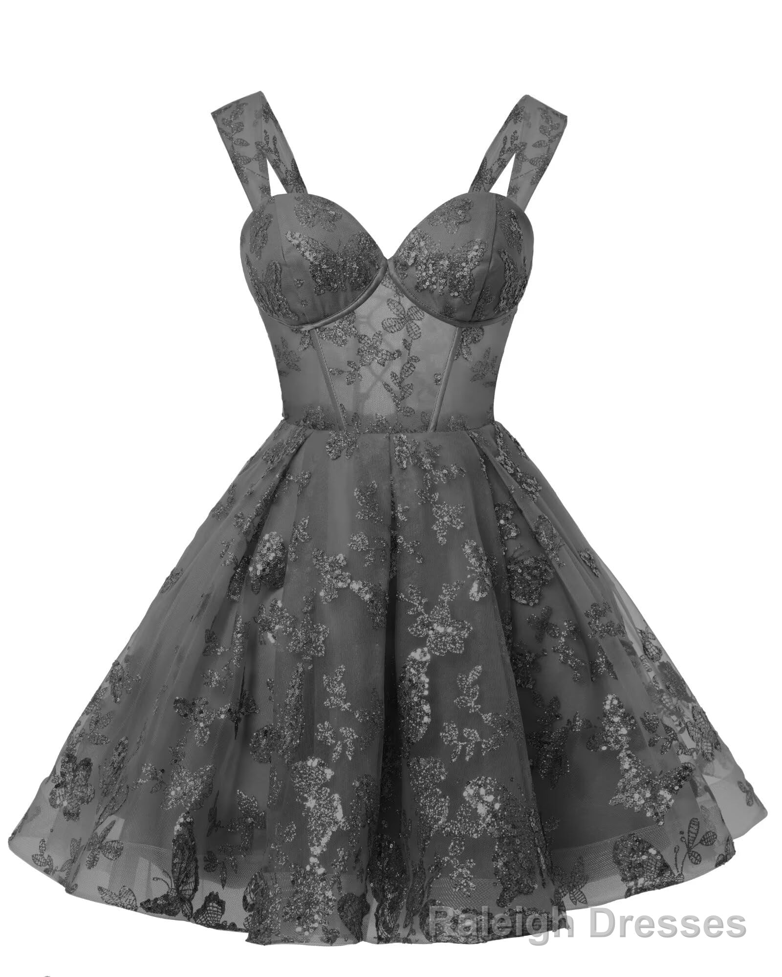 Teens Sparkly Tulle Black Homecoming Dresses Spaghetti Straps Short Cocktail Party Prom Dress Main image