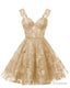 Teens Sparkly Tulle Champagne Homecoming Dresses Spaghetti Straps Short Cocktail Prom Prom Dress