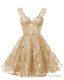 Teens Sparkly Tulle Champagne Homecoming Dresses Spaghetti Straps Short Cocktail Party Prom Dress