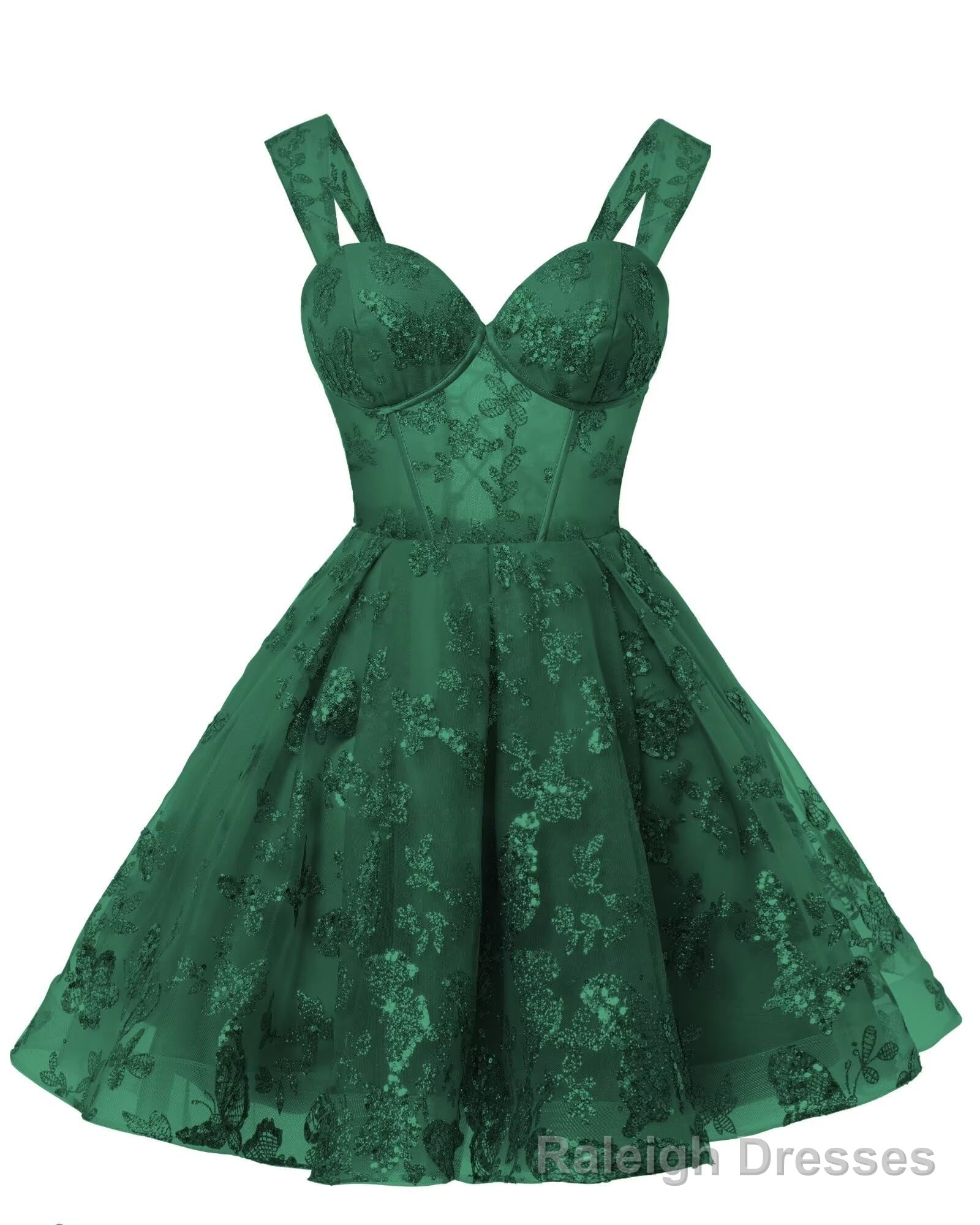 Teens Sparkly Tulle Emerald Green Homecoming Dresses Spaghetti Straps Short Cocktail Party Prom Dress