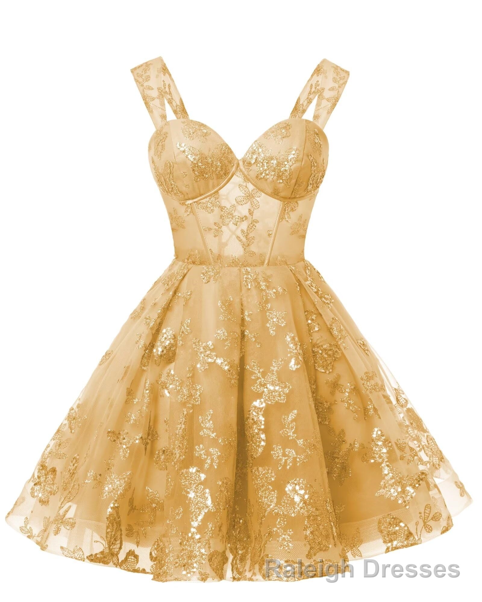 Teens Sparkly Tulle Gold Homecoming Dresses Spaghetti Straps Short Cocktail Prom Prom Dress