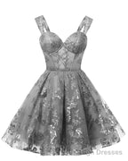 Teens Sparkly Tulle Gray Homecoming Dresses Spaghetti Straps Short Cocktail Prom Prom Dress