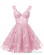Teens Sparkly Tulle Light Pink Homecoming Dresses Spaghetti Straps Short Cocktail Prom Prom Dress