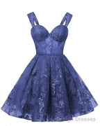 Teens Sparkly Tulle Navy Blue Homecoming Dresses Spaghetti Straps Short Cocktail Party Prom Dress