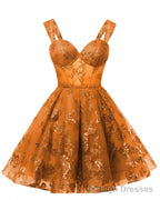 Teens Sparkly Tulle Orange Homecoming Dresses Spaghetti Straps Short Cocktail Prom Prom Dress