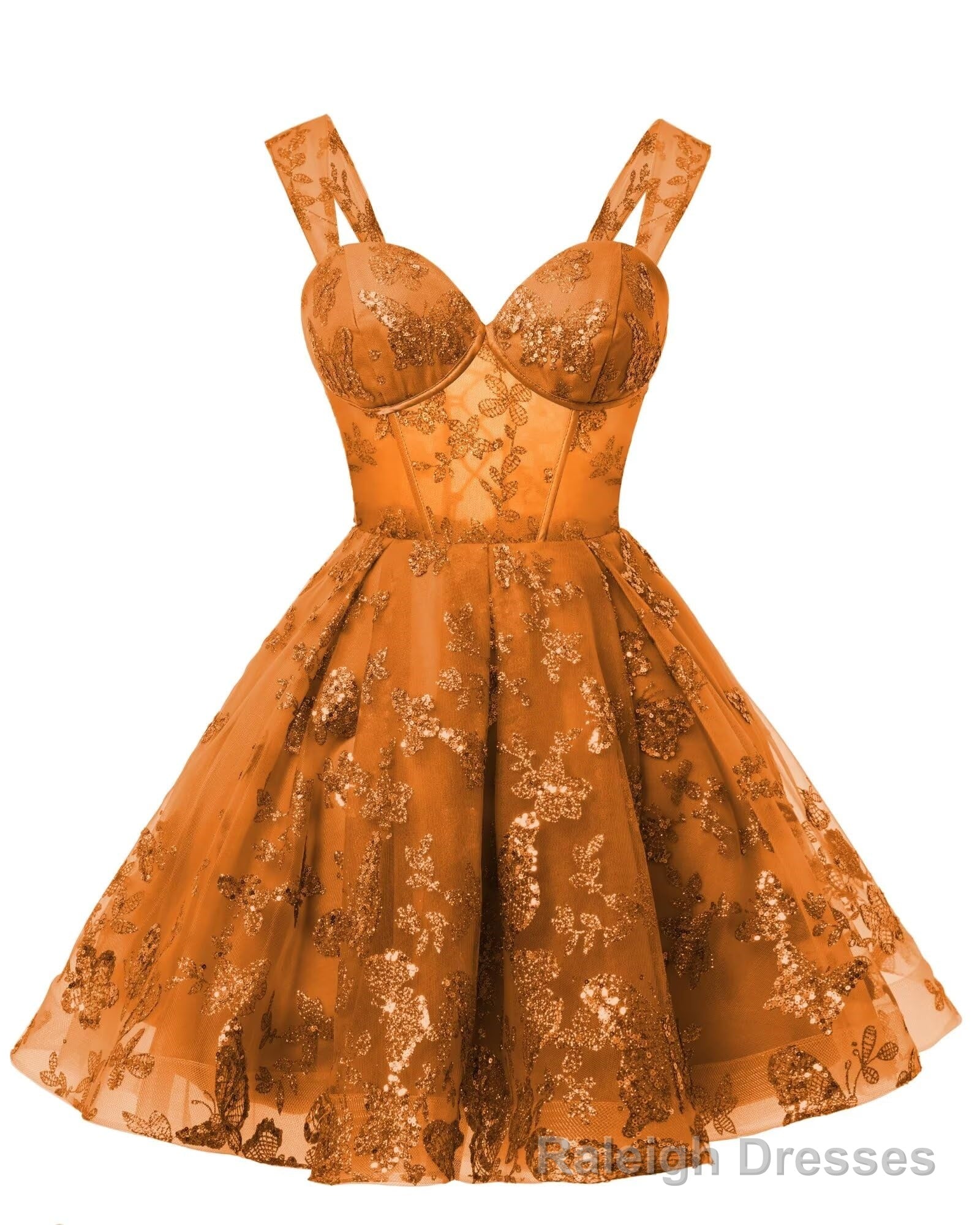 Teens Sparkly Tulle Orange Homecoming Dresses Spaghetti Straps Short Cocktail Prom Prom Dress