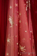 The Red Strapless Tulle Long A Line Prom Dress is a showstopper. With its off-the-shoulder design and A Line silhouette, it perfectly blends elegance and allure.