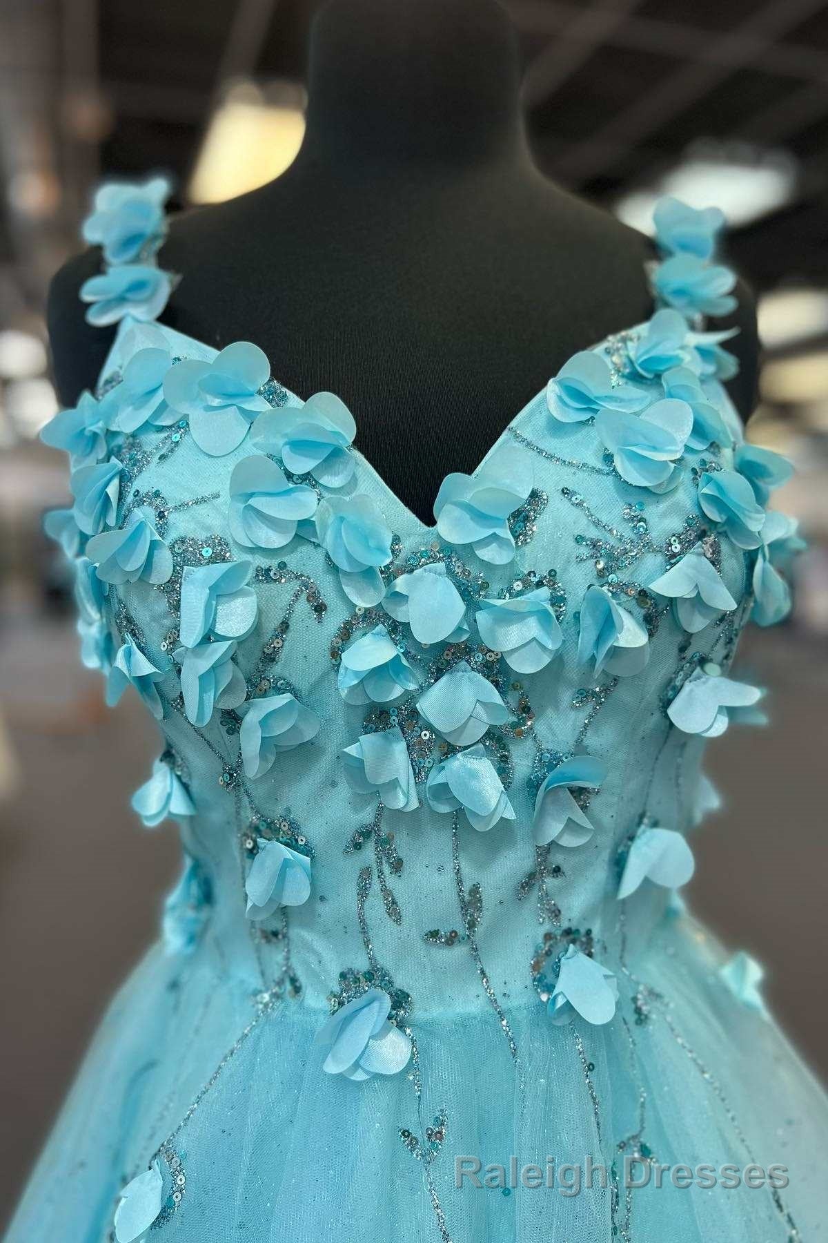 Tiffany Blue 3D Floral Lace Sweetheart Backless A-Line Short Party Dress Secondary image