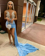Tight Blue Mini Homecoming Dresses Prom Dresses