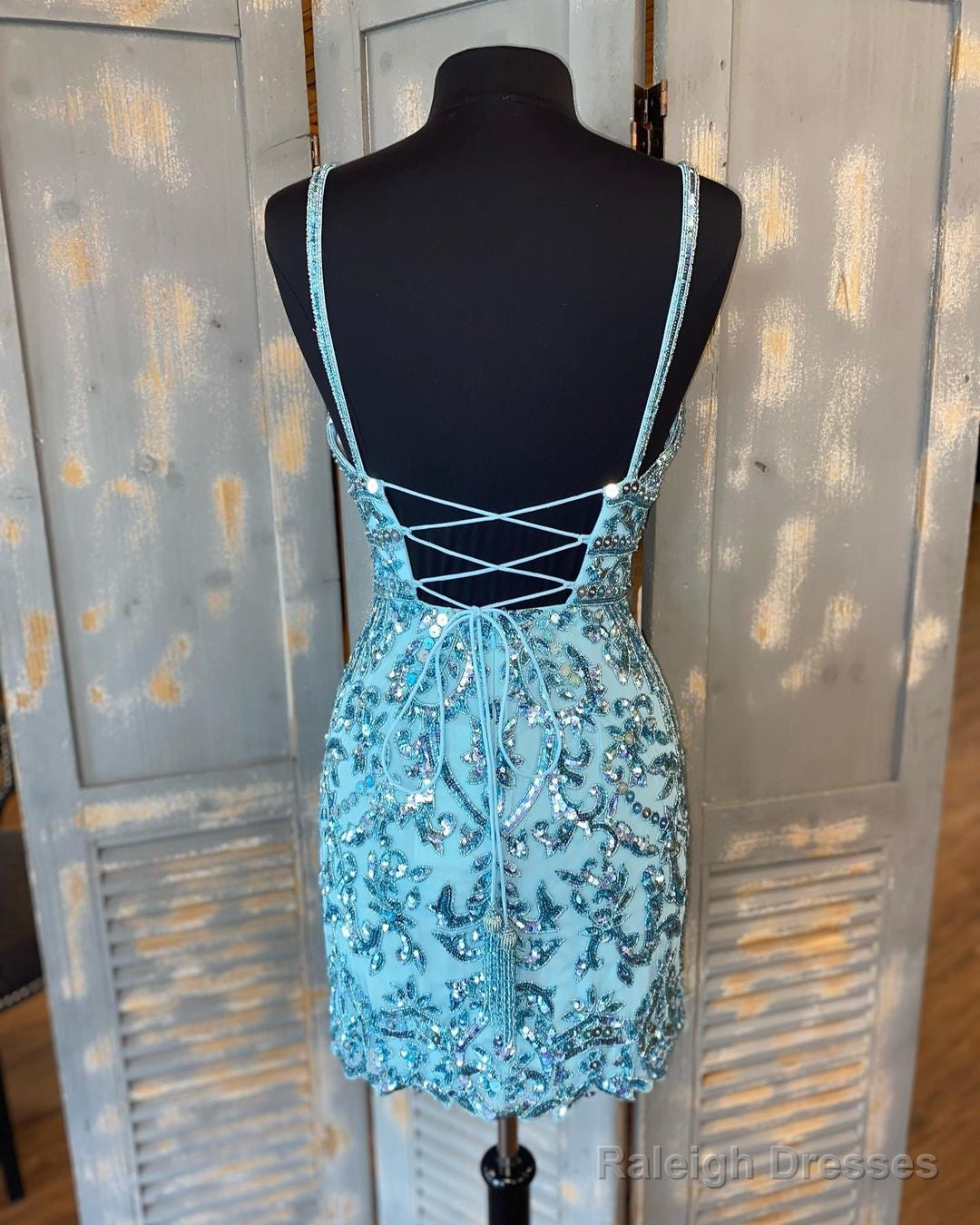 Tight Blue Sequins Short Homecoming Dress