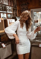 Tight Long Sleeves Sequin Short Homecoming Dresses Hoco Dress