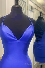 Tight Royal Blue Short Prom Dress with Spaghetti Straps Cocktail Dress