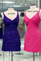Tight Wine Red Sequins Short Homecoming Dresses Prom Gown