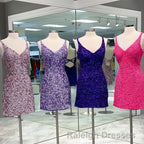 Tight Wine Red Sequins Short Homecoming Dresses Prom Gown