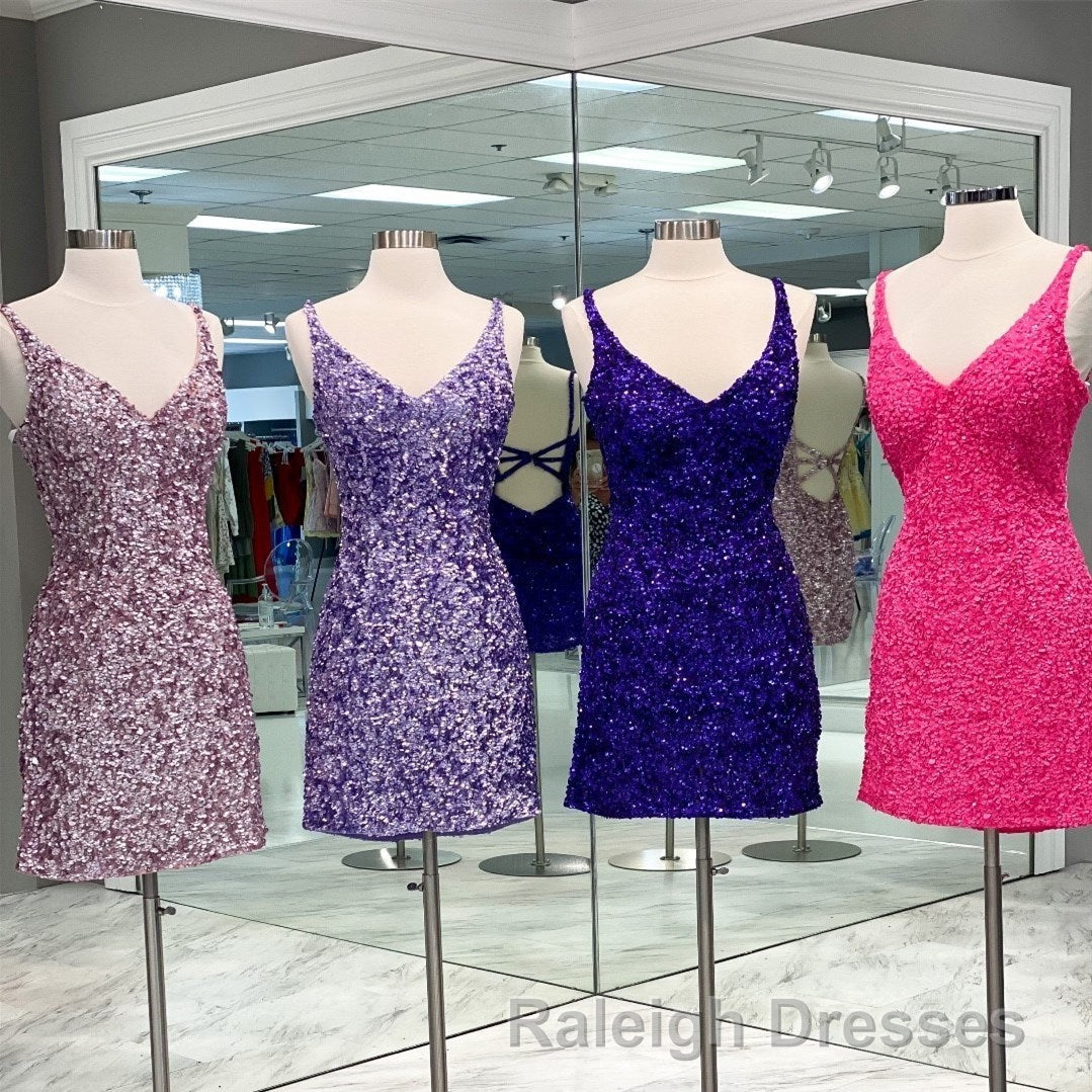 Tight Wine Red Sequins Short Homecoming Dresses Prom Gown