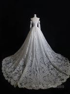 Timeless A Line Off The Shoulder White Lace Long Sleeves Wedding Dresses Bridal Dress