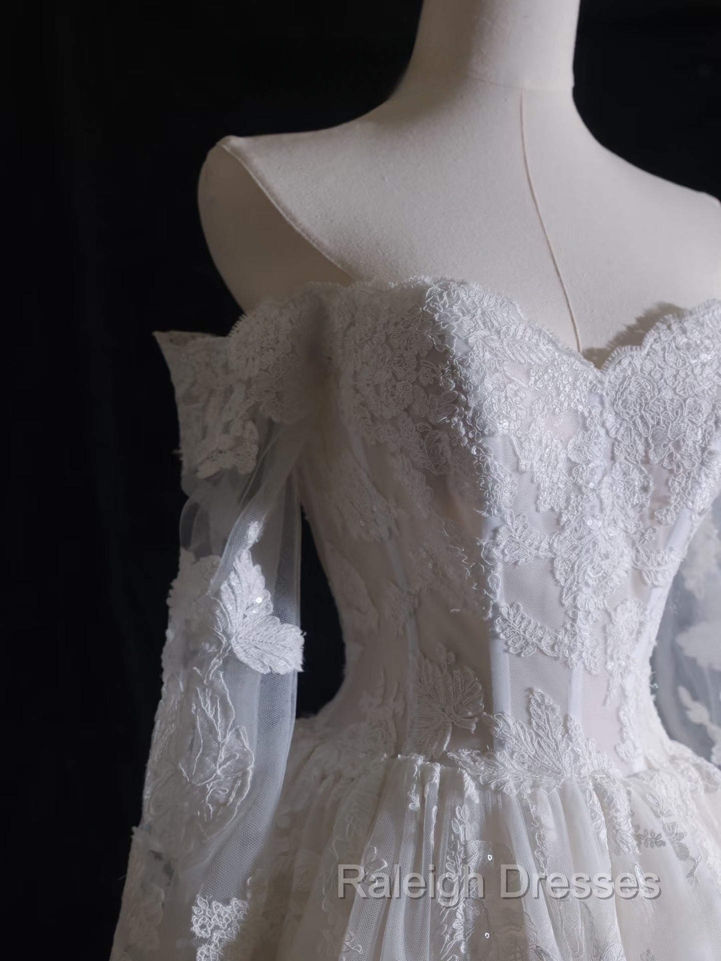 Timeless A-Line Off The Shoulder White Lace Long Sleeves Wedding Dress Bridal Dresses