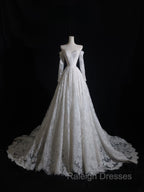 Timeless A Line Off The Shoulder White Lace Long Sleeves Wedding Dresses Bridal Dress