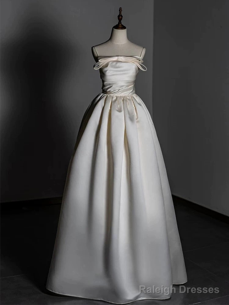 Timeless A Line Strapless Satin Ivory Wedding Dresses Brides Dress Secondary image