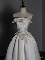 Timeless A-Line Strapless Satin Ivory Wedding Dress Brides Dresses