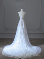 Timeless A Line Sweetheart Lace Tulle White Wedding Dresses Brides Dress