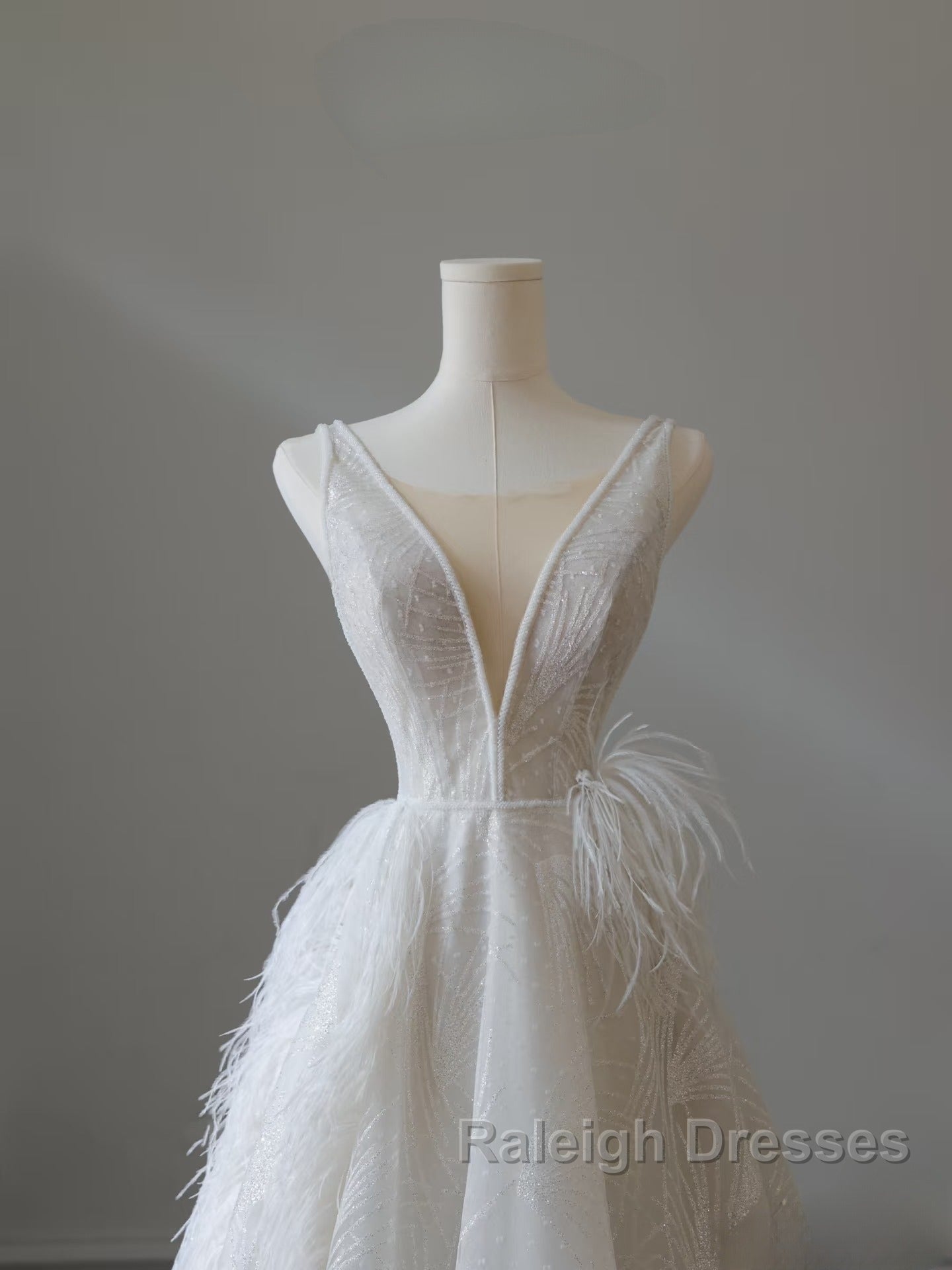 Timeless A-Line V Neckline Sequin Sleeveless White Wedding Dress Brides Dresses