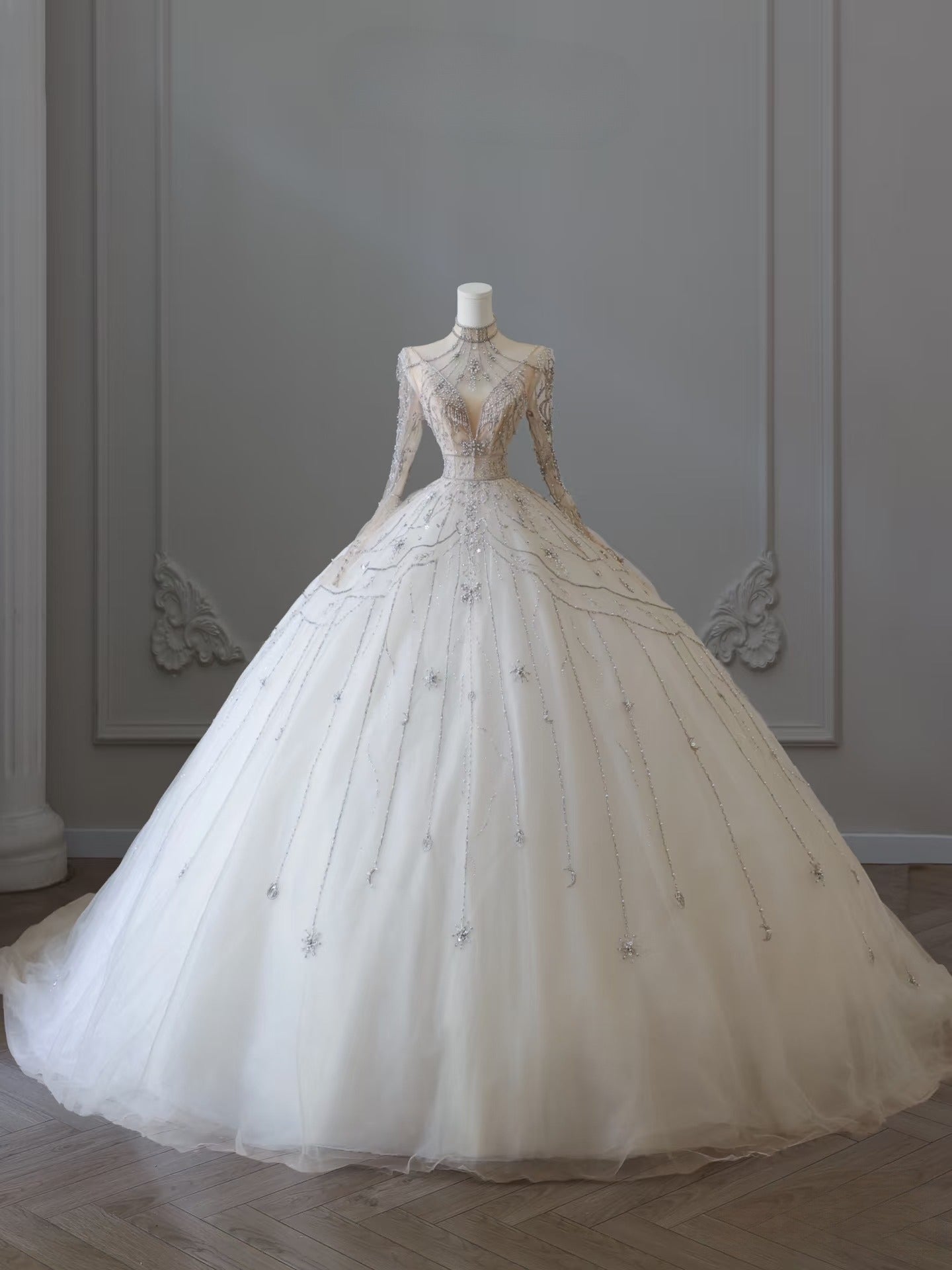 Timeless Ball Gowns High Neckline Tulle Long Sleeves Wedding Dress Bridal Dresses Main image