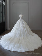Timeless Ball Gowns Jewel Neckline Sequin Half Sleeves Wedding Dresses Bridal Dress
