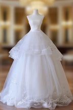 Timeless Ball Gown Jewel Neckline Sequin Sleeveless Wedding Dresses Bridal Dress
