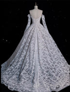 Timeless Ball Gown Off The Shoulder White Lace Long Wedding Dress Bridal Dresses