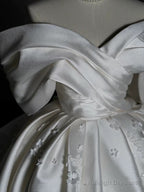 Timeless Ball Gowns Off The Shoulder White Satin Long Wedding Dress Bridal Dresses