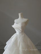 Timeless Ball Gown Strapless Satin Ivory Long Wedding Dresses Bridal Dress