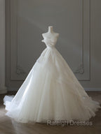 Timeless Ball Gown Strapless Satin Ivory Long Wedding Dresses Bridal Dress
