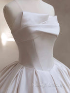 Timeless Ball Gown Strapless Satin White Wedding Dresses Brides Dress