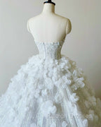 Timeless Ball Gown Sweetheart Sequin Floral White Wedding Dresses Brides Dress