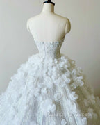 Timeless Ball Gowns Sweetheart Sequin Floral White Wedding Dresses Brides Dress