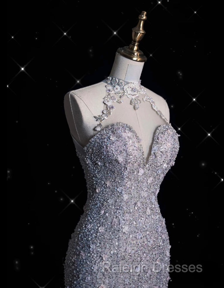 Timeless Mermaid High Neckline Sequin Ruffles Long Wedding Dresses Bridal Dress Secondary image