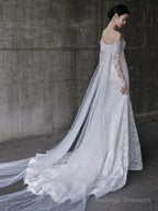 Timeless Mermaid Off The Shoulder Long Sleeves White Lace Wedding Dresses