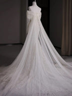 Timeless Mermaid Off The Shoulder Long Sleeves White Lace Wedding Dress