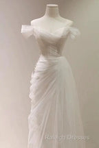 Timeless Mermaid Off The Shoulder Tulle White Wedding Dress