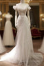 Timeless Mermaid Off The Shoulder Tulle White Wedding Dresses