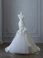 Timeless Mermaid Strapless Satin Ivory Long Wedding Dress Bridal Dresses