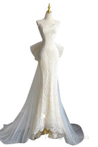 Timeless Mermaid Sweetheart Lace White Satin Wedding Dresses