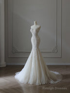 Timeless Mermaid Sweetheart Lace White Wedding Dresses Brides Dress