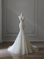 Timeless Mermaid Sweetheart Lace White Wedding Dresses Brides Dress