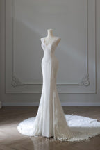 Timeless Mermaid V Neckline White Lace Wedding Dress Bridal Dresses