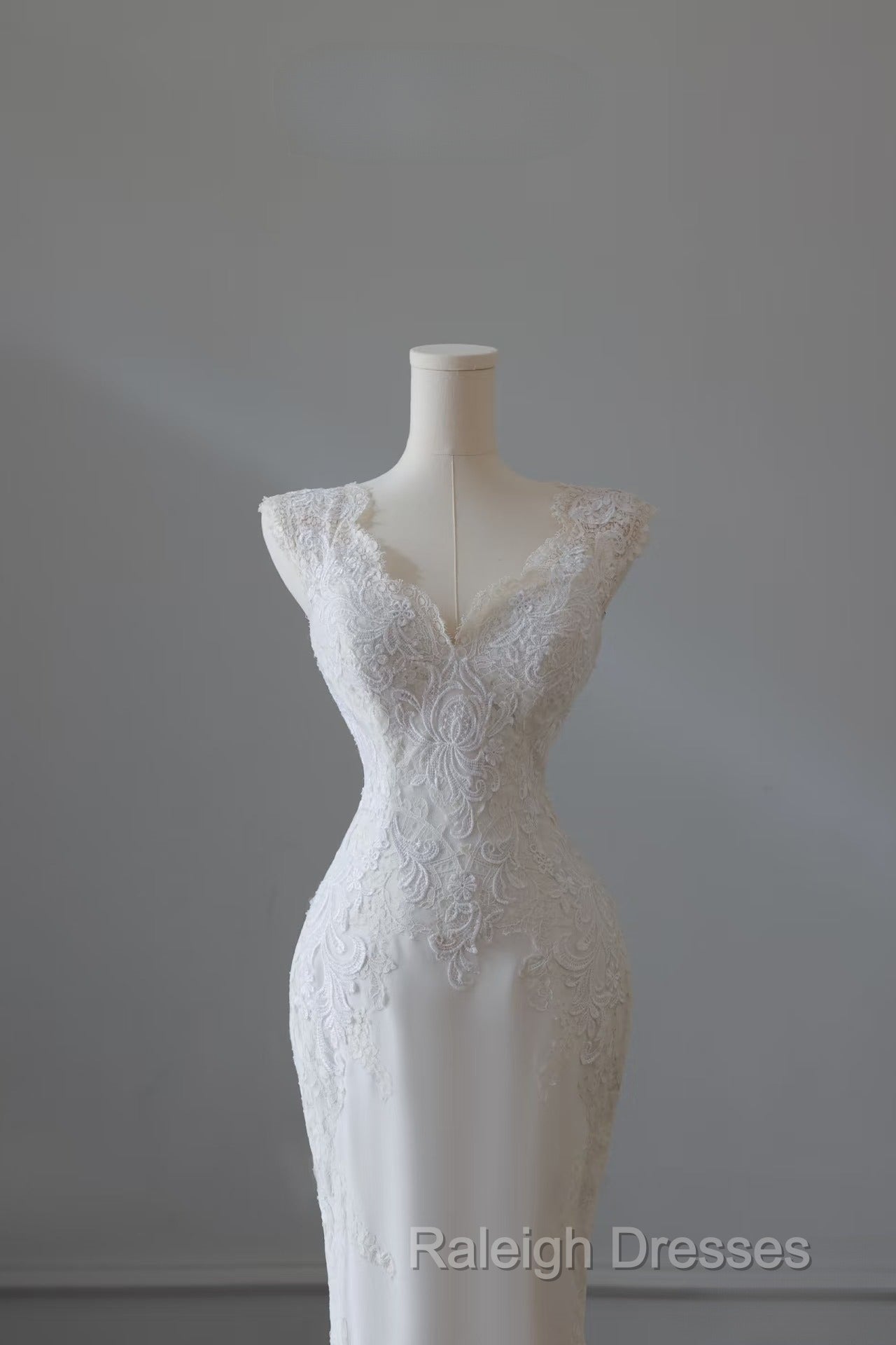 Timeless Mermaid V Neckline White Lace Wedding Dresses Bridal Dress